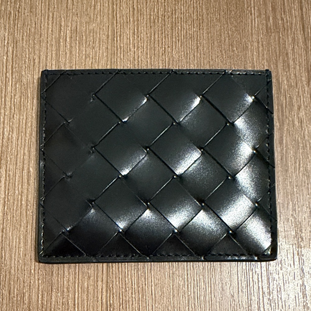 Bottega Veneta Black Woven Leather Card Holder